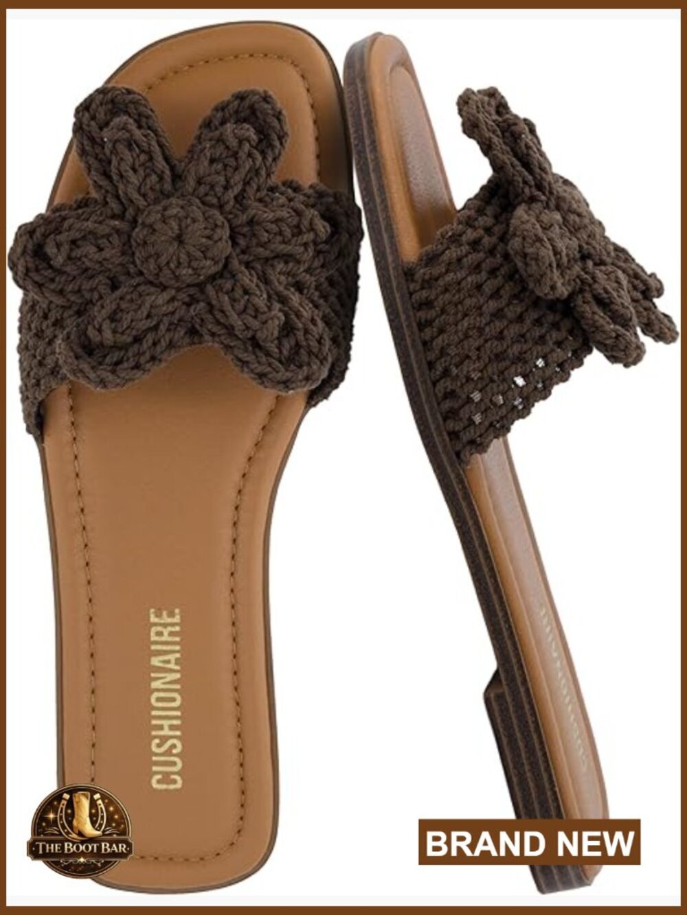 Woven Knit Square Toe Slide Sandals with Memory Foam Flat Slides Boho Slides